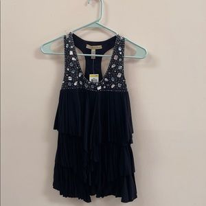 Racerback giant rhinestone ruffle top